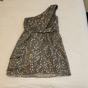 Elegant Gray and Gold One-Shoulder Dress